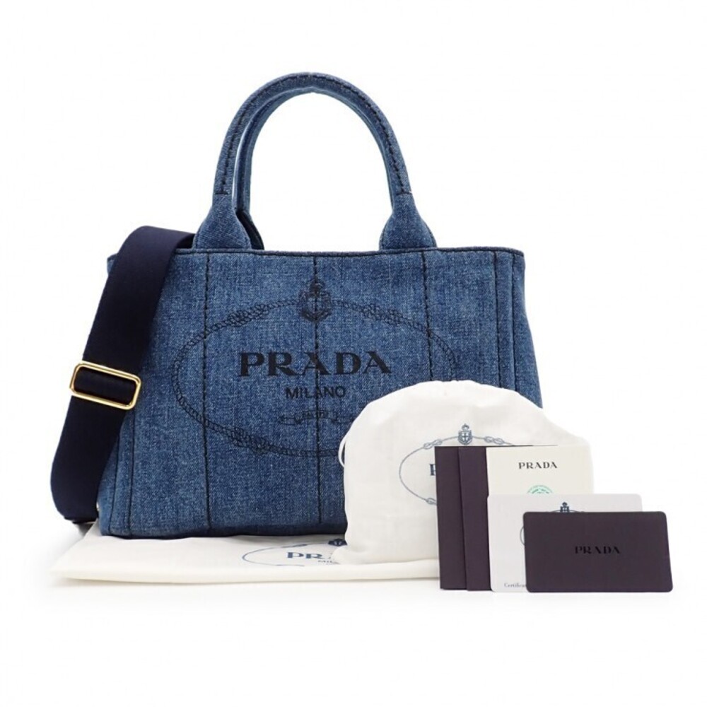 PRADA Canapa bag handbag shoulder denim blue - Picture 10 of 10